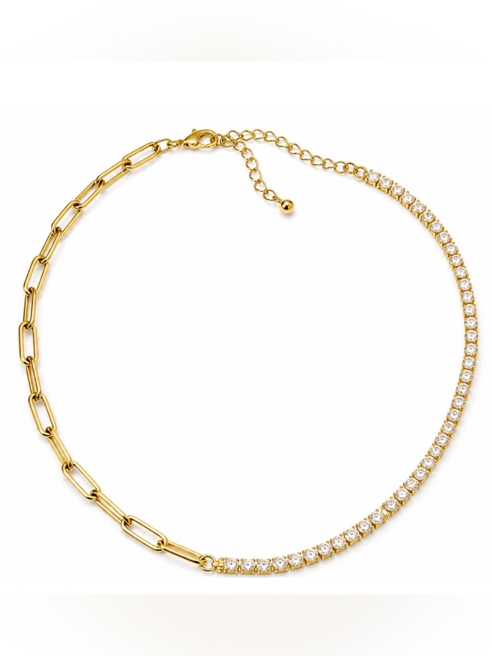 Anthropologie Gold CZ Tennis Necklace Layering Chain Women Jewelry